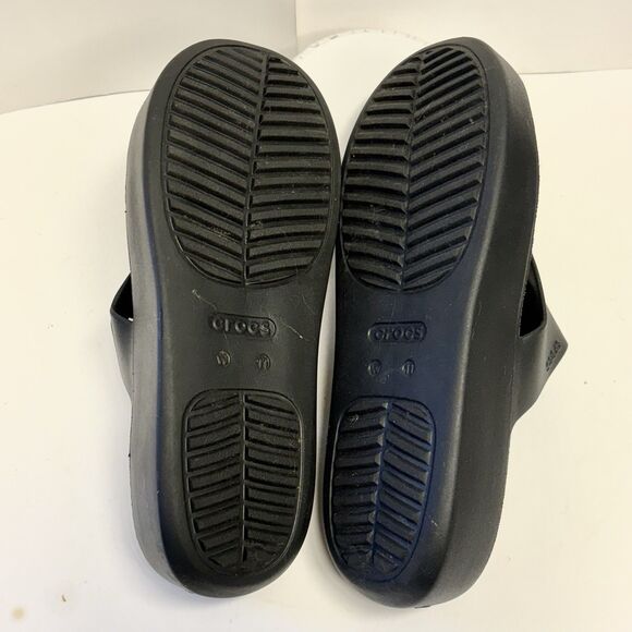 CROCS GETAWAY Platform Toe Loop Sandals Black Slides Women’s Size 11 W - Picture 5 of 9